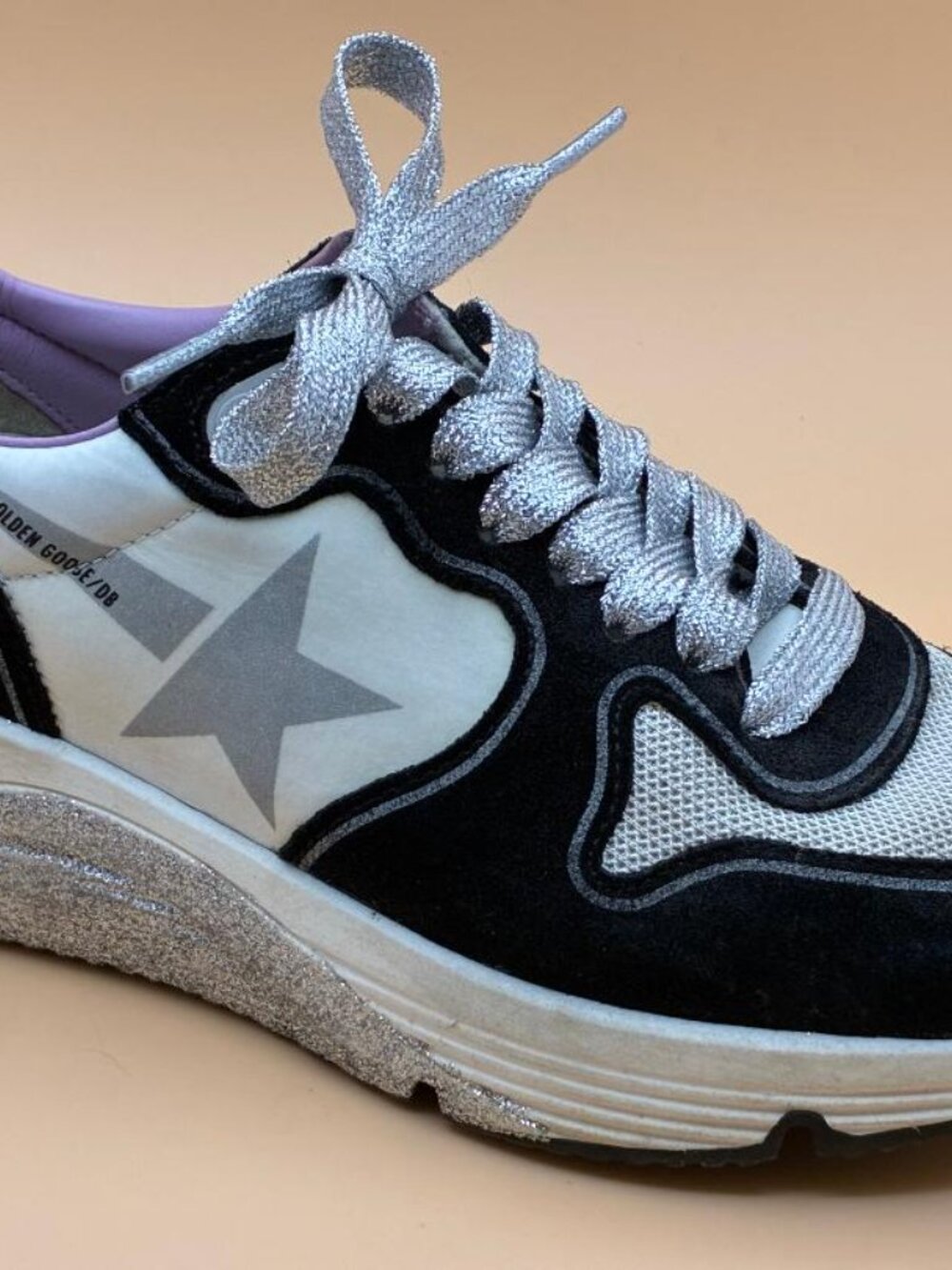 GOLDEN GOOSE Women's Superstar White & Black Leather Glitter Star Sneakers EU 35 - Picture 4 of 16